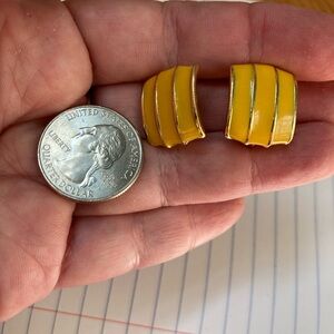 Vintage clip on Earrings Yellow and Gold